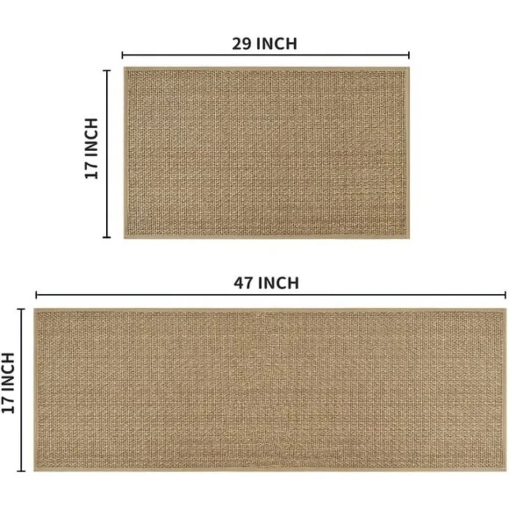 New Set of 2 Washable Non-Slip Kitchen Rugs, Absorbent Mats with Rubber Backing